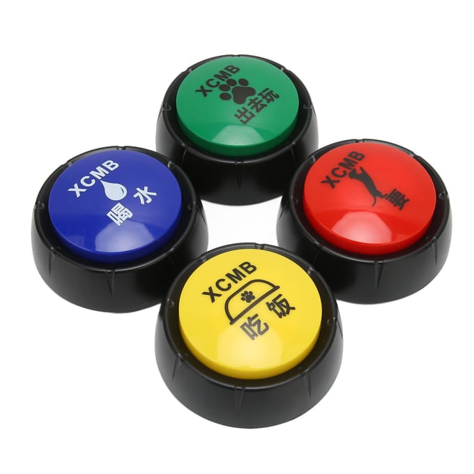 Hondentraining Knop Interactieve Kleine Draagbare Communicatieknop voor Hond Kat 4 stuks blue
