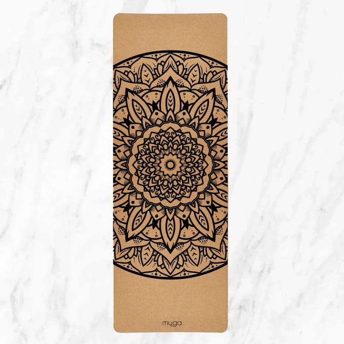 Myga Mandala XL Yogamat - Natuurlijk Kurk & TPE, 6mm