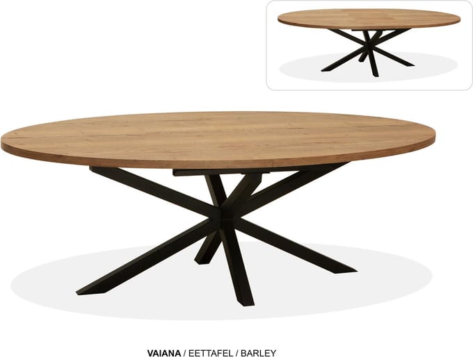 Maxfurn - Ovale uitschuiftafel 200/260 | Zeer krasvast | Kleur: Barley