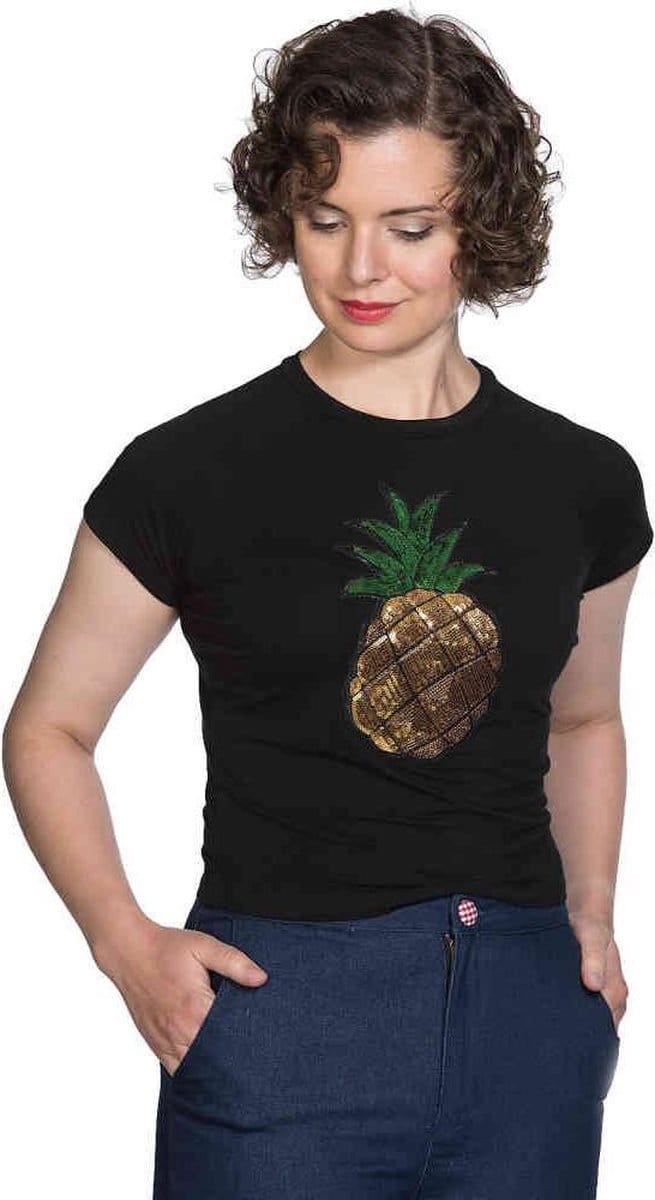 Dancing Days - PINEAPPLE PARTY T-SHIRT Top - M - Zwart