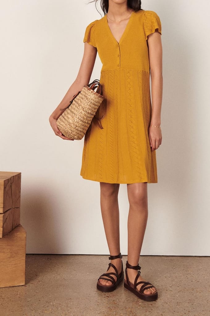 BA&SH Robe Adana Moutarde Taglia: S | Abiti in T-Shirt Outlet | Donna