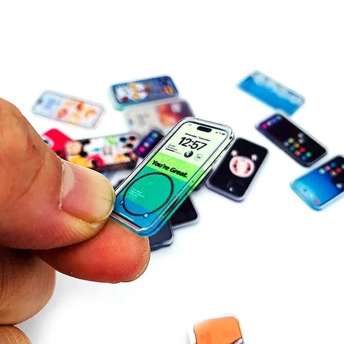 1/12 Poppenhuis Mini Mobiele Telefoon Model Poppenhuis Simulatie Mobiele Telefoon Poppenhuis Decoratie Accessoires Rollenspel Speelgoed black