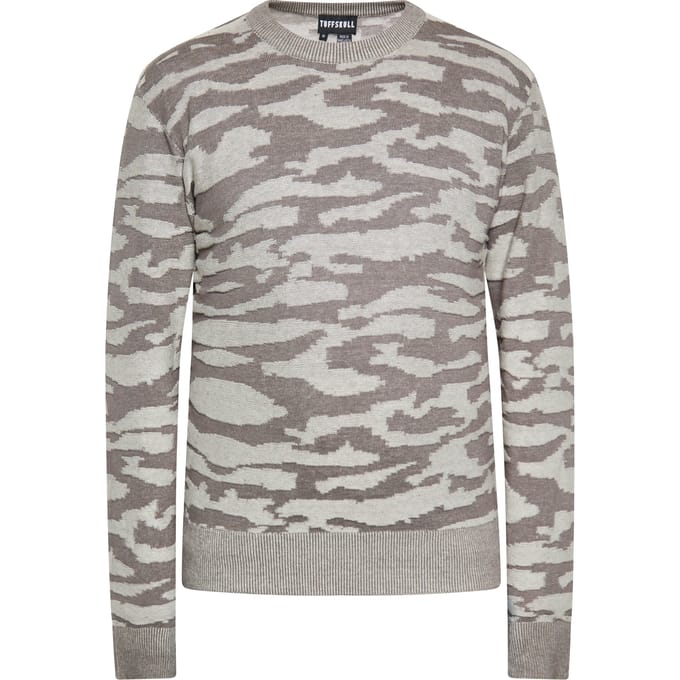 TUFFSKULL Jumper Heren Wol wit grijs gemêleerd