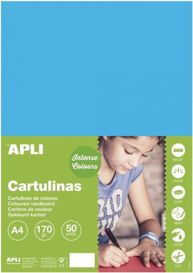 APLI Middenblauw Karton A4 170 g/m² - 50 vel