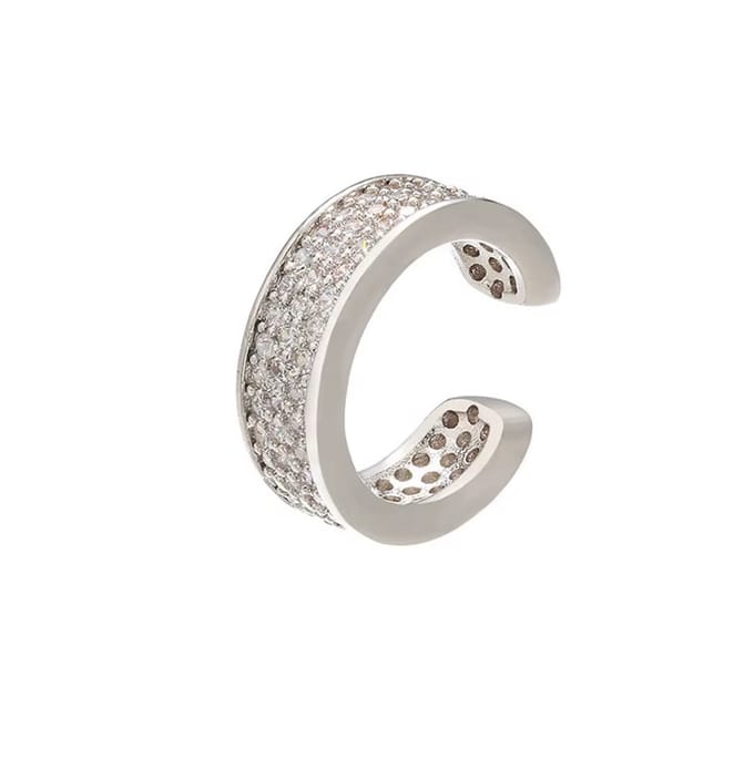 Jobo By JET - Dames earcuff - Zilverkleurige ear cuff - Witte strass steentjes