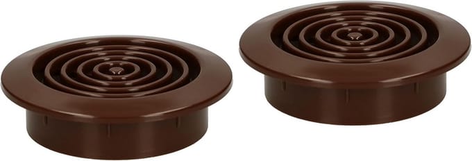 2x Ronde Ventilatie Rooster Bruin met Insectengaas Ø 45 mm