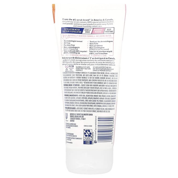 St. Ives, Radiant Skin Scrub, Pink Lemon & Mandarin, 170G(6Oz) pink