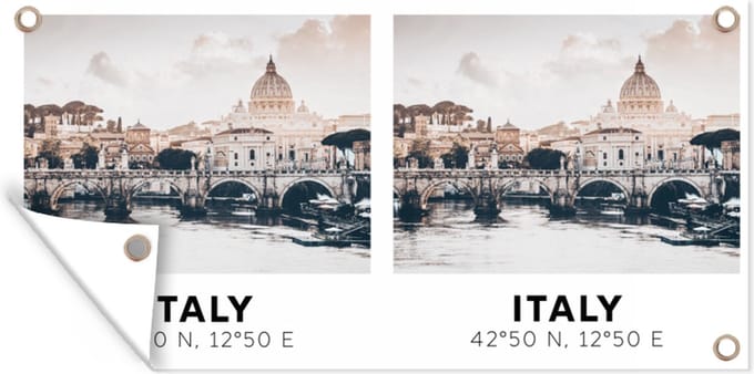 Schuttingposter Italië - Brug - Rivier - 200x100 cm - Tuindoek
