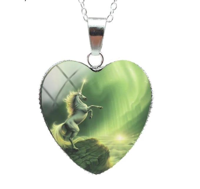 Hartvormige Ketting Eenhoorn - Groen Magisch Design - 60 cm - EmmyRovi