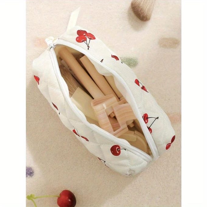 1 Stuk Strik Rozenontwerp Quilting Make-uptas Mode Draagbare Make-uptas Multifunctionele Make-up Organizer Handtas Make-up Kwasten Pouch S