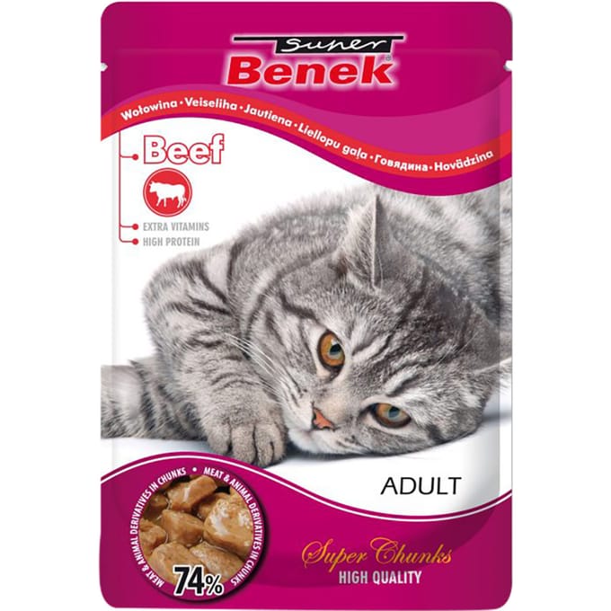 48x 100g Super Benek Super Chunks Rund in Saus Katten Natvoer