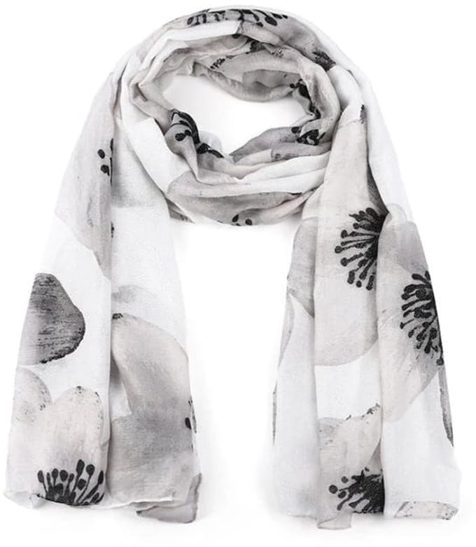 Sunset Fashion Sjaal Bloem Glitter zwart wit 180x90cm