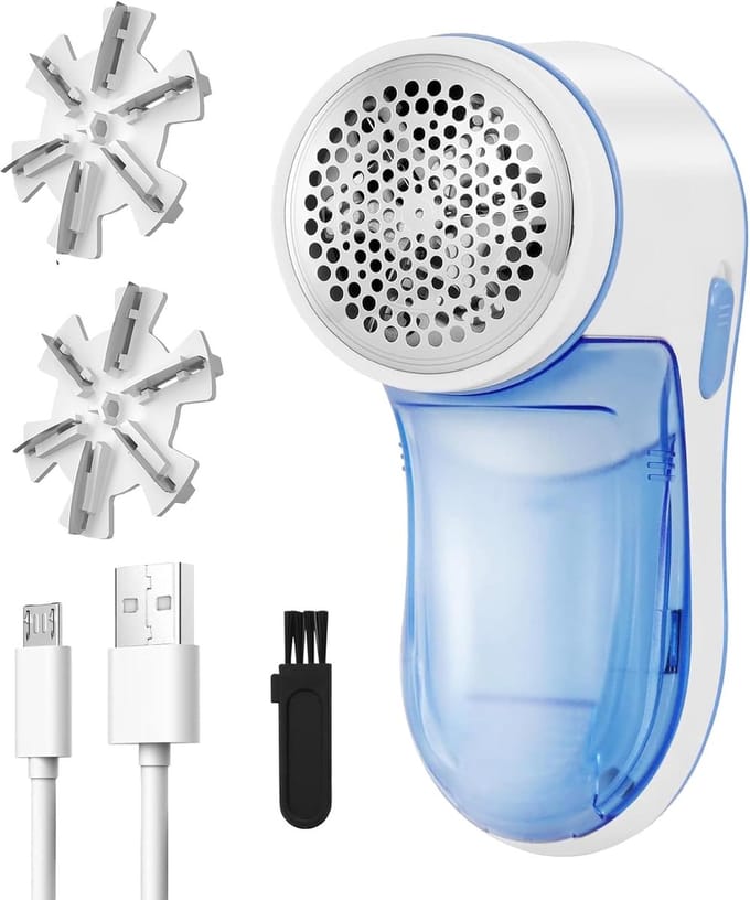 Pluisverwijderaar - Kleding scheerapparaat - Kleding opfrissen - USB oplaadbaar - 2 extra messen - Blauw