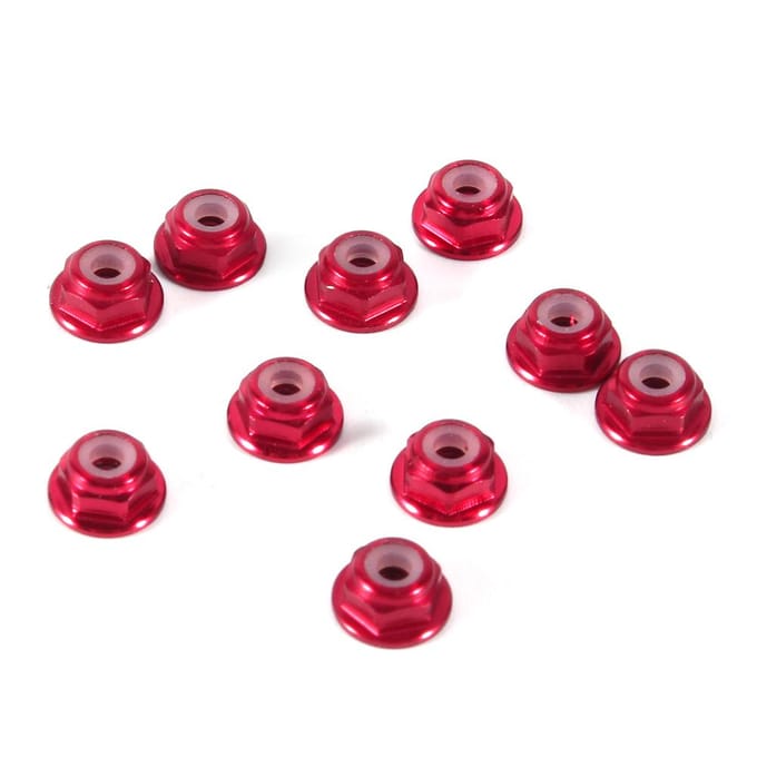 10 stuks M2 Nylon Inzet Zelfborgende Aluminium Moeren Zeskant Borgmoer Donkerrood