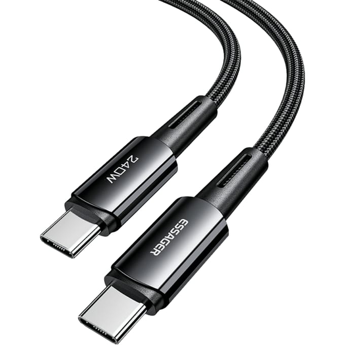 Essager 240W USB-C naar USB-C Ultraspeed Oplaad + Datakabel Zwart 1m