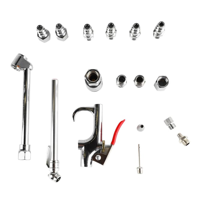 17-delige Luchtblaaspistool Accessoireset 14NPT Koppeling Plug Dubbele Voet Chuck Blaaspistool Bandenspanningsmeter