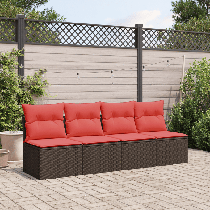 vidaXL - Tuin - Sofa - met - kussen - Bruin - 220 - x - 62 - x - 69 - cm - poly - rattan