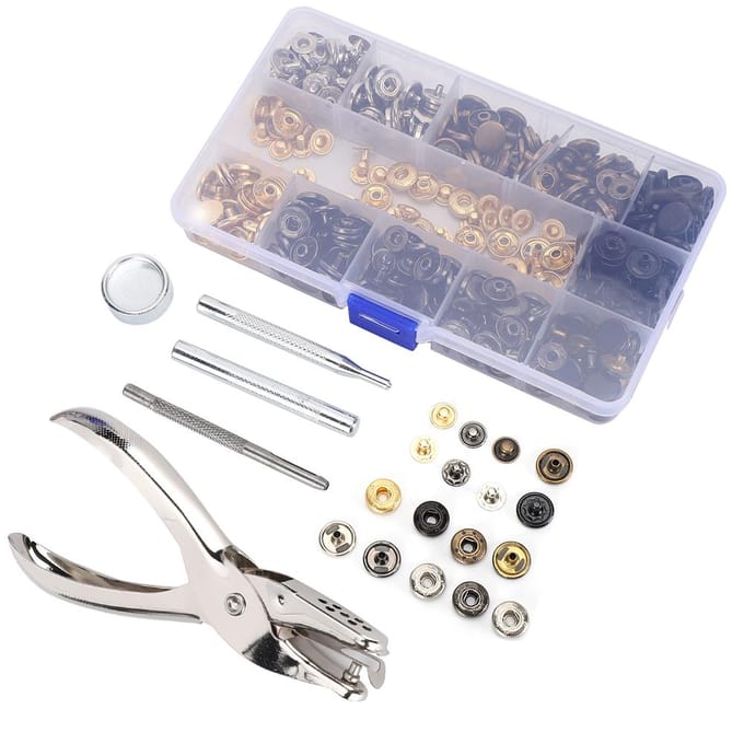 120 Set Drukknoopsluiting Kit Leer 6 Kleur Metalen Knop Drukknopen Installatiegereedschap 633# gray