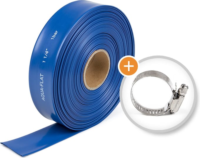 Rubbermagazijn - Platte tuinslang met slangklem - Binnendiameter 25mm - Rollengte 20 meter