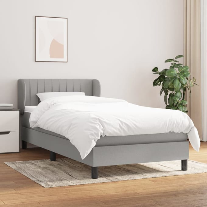 vidaXL - Boxspring - met - matras - stof - lichtgrijs - 100x200 - cm