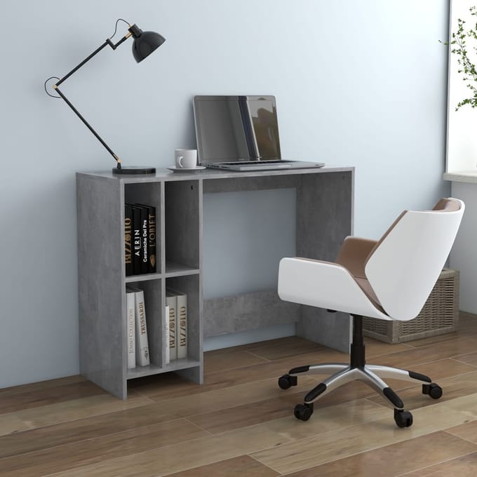vidaXL - Bureau - 102,5x35x75 - cm - bewerkt - hout - betongrijs