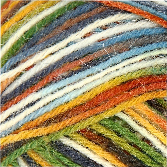 CC Creotime Sokkenwol 50gr Multigekleurd Groen Blauw