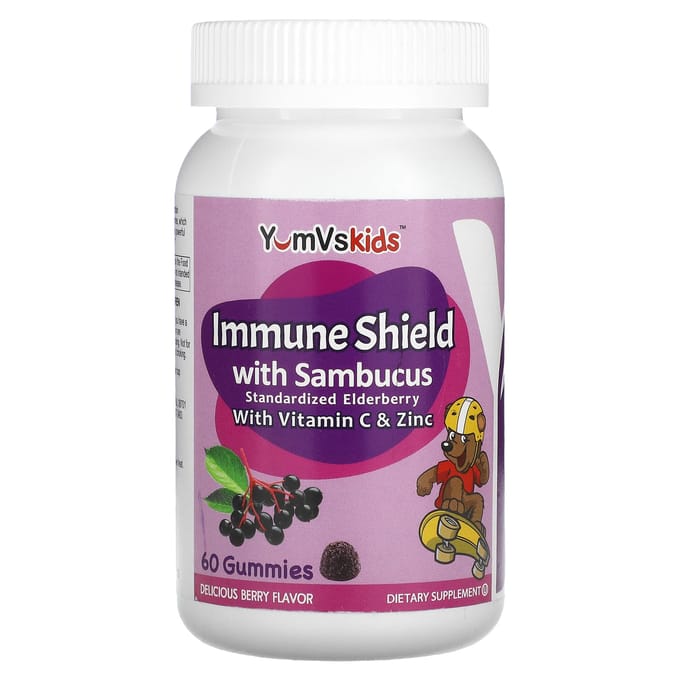 YumVs, protection immunitaire, contenant du sambucus, saveur baie, 60 gommes