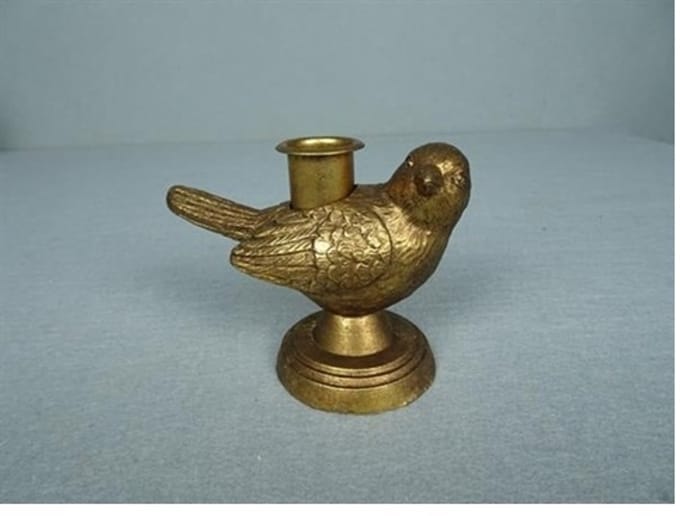 Meander-kandelaar-op voet-goudkleur-rechts-11 x 7 x 9 cm- vogel