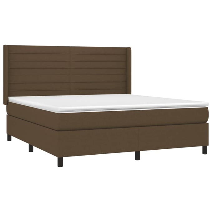 vidaXL - Boxspring - met - matras - stof - donkerbruin - 180x200 - cm