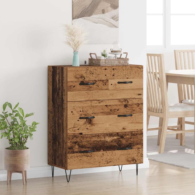 vidaXL - Dressoir - Oud - Hout - 69,5 - x - 34 - x - 90 - cm - Geengineerd - Hout - en - IJzer