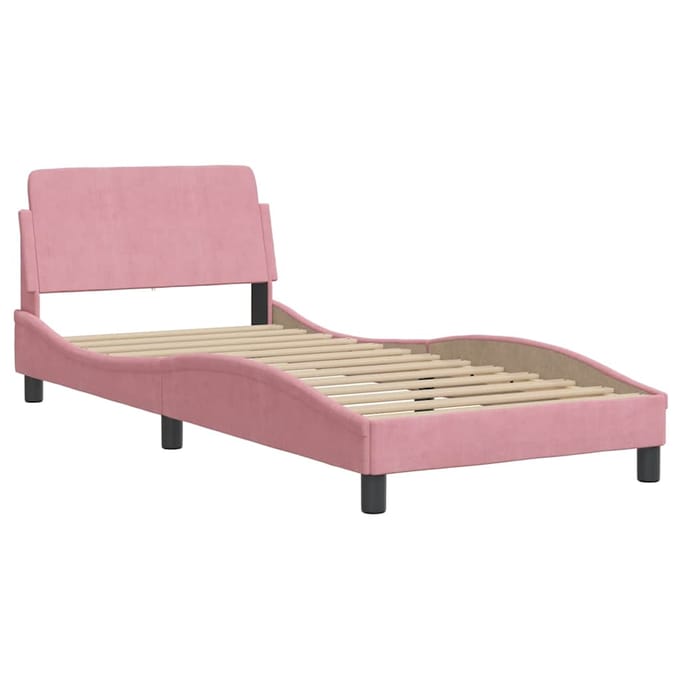 vidaXL - Bedframe - met - hoofdeinde - "Dover" - 90x190 - cm - fluweel - roze