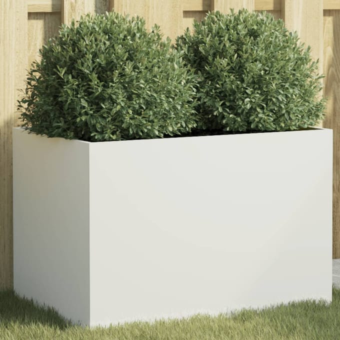 vidaXL - Plantenbak - 62x40x39 - cm - staal - wit