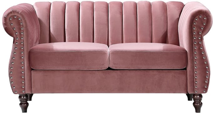 Vente-unique Tweezits-Chesterfield-bank van oudroze velours TRUMBO