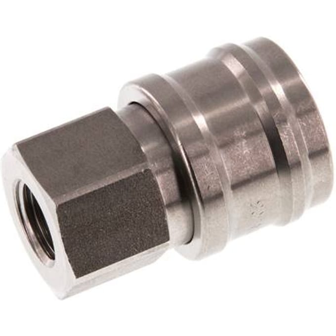 RVS DN 7.2 (Euro) Luchtkoppeling Snelkoppeling G 1/4 inch Binnendraad Double Shut-Off - CLS7-F-S-SV-014
