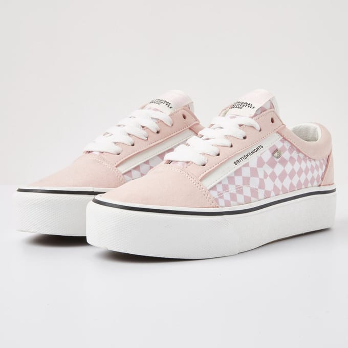 MACK PLATFORM Dames lage sneakers pastel ruit print - Licht roze - maat 40