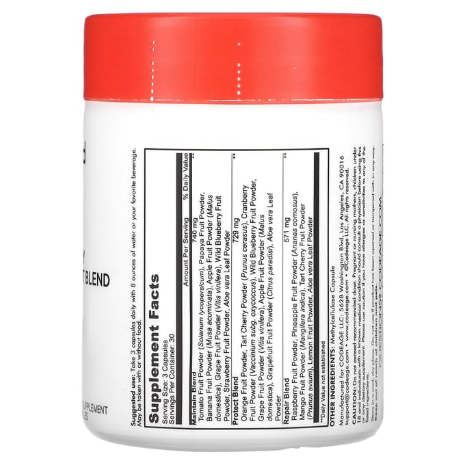 Codeage, nourriture instantanée, fruit rapide, mélange de fruits quotidien, 90 capsules