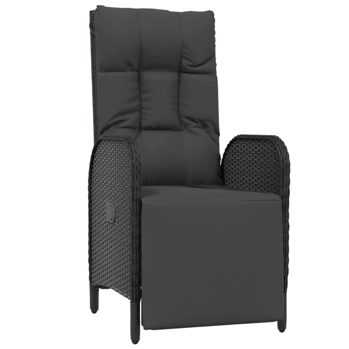 vidaXL - Tuinstoelen - 2 - st - verstelbaar - met - kussens - poly - rattan - zwart