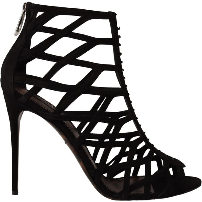 Cage Sandalen Zwarte Suède Hakken