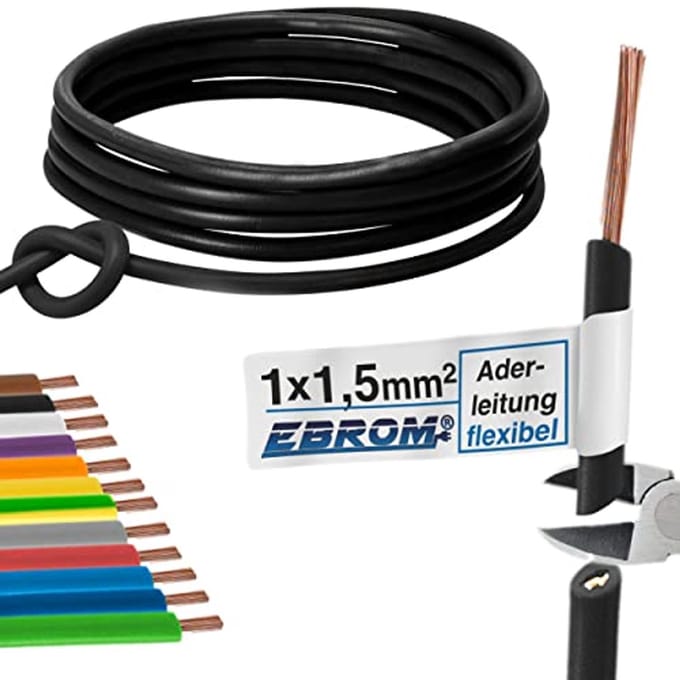Flexibele PVC Aderleiding 1,5 mm² - Zwart - Diverse Lengtes Beschikbaar
