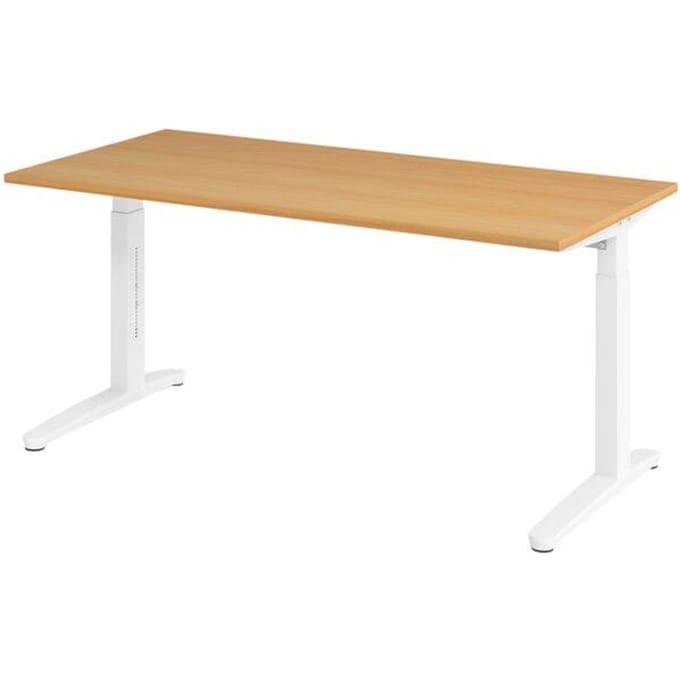 Bureau in hoogte verstelbaar (handmatig) »Alicante« 160 cm onderstel wit slede w