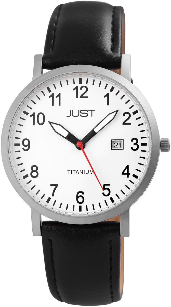 JUST Herenhorloge Echtleder Keenan, datumaanduiding