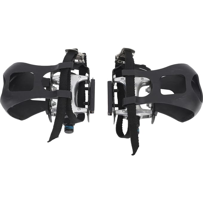 1 Paar Hometrainer Pedalen Aluminium Hometrainer Pedalen met Teenklem en Riemen 916 black