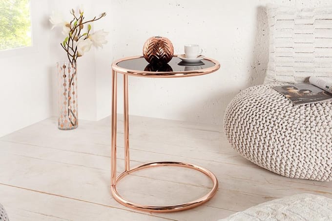 Design bijzettafel  40cm koper zwart