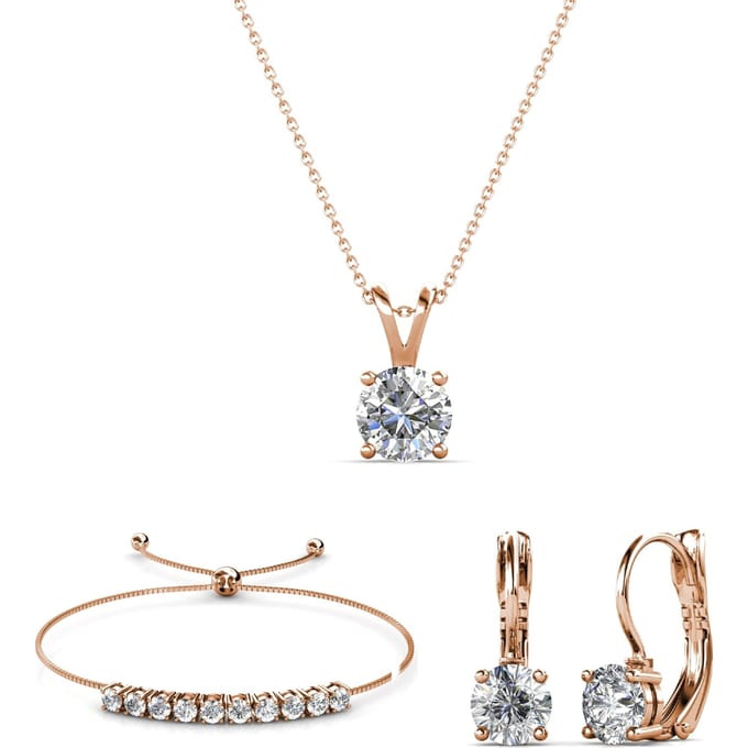 Mia Ronde Vernice Sets - Roségoud en Kristal