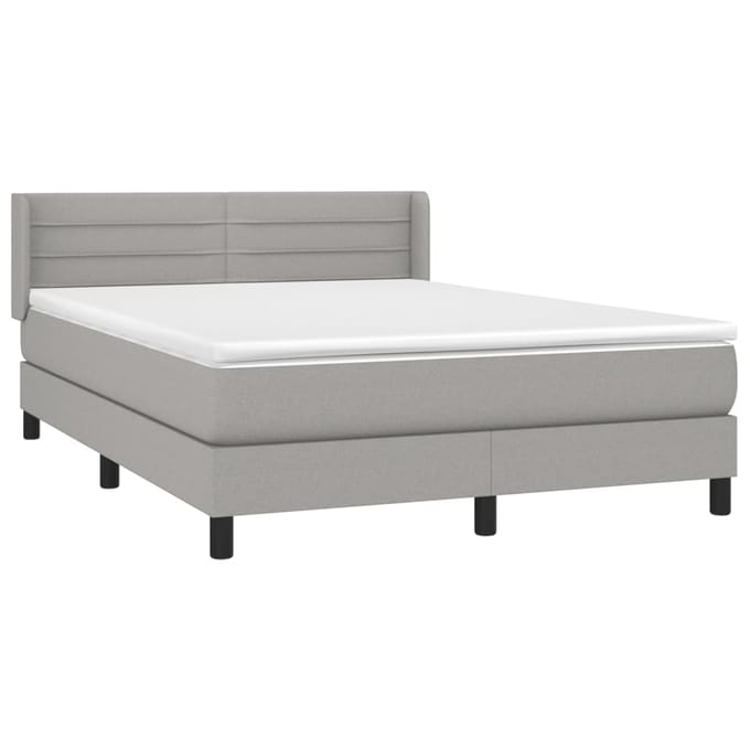 vidaXL - Boxspring - met - matras - stof - lichtgrijs - 140x200 - cm
