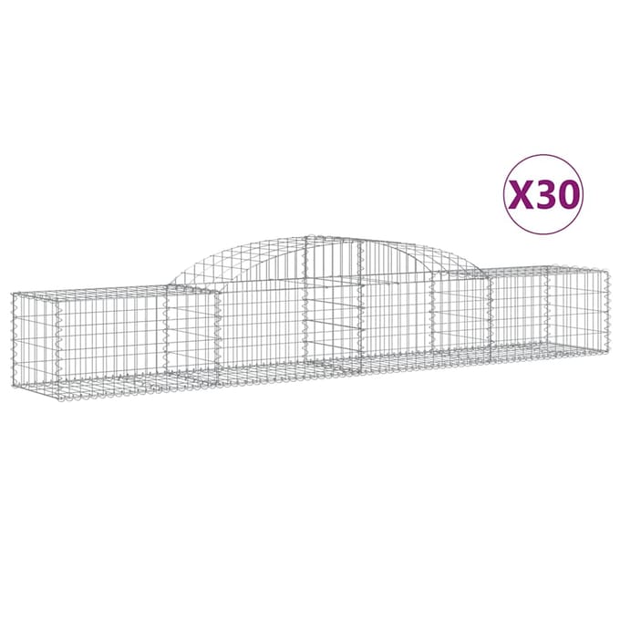 vidaXL - Schanskorven - 30 - st - gewelfd - 300x50x40/60 - cm - gegalvaniseerd - ijzer