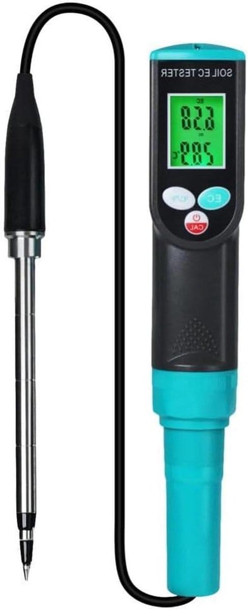 Digitale Bodemmeter - EC Temperatuurmeter - Planten Groei - IP67 Waterdicht - 25.5 cm - Zwart Blauw