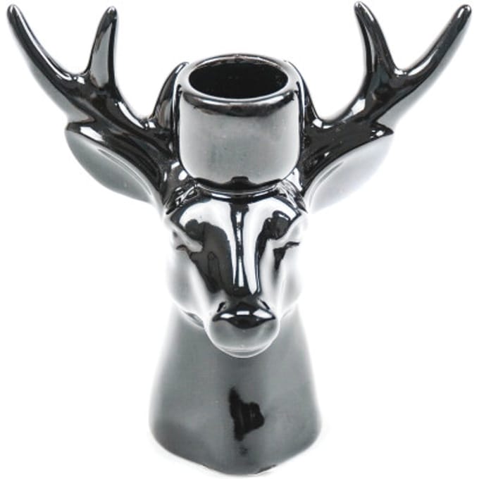 House Vitamin Candle holder reindeer ceramic black 16x9x16,5cm