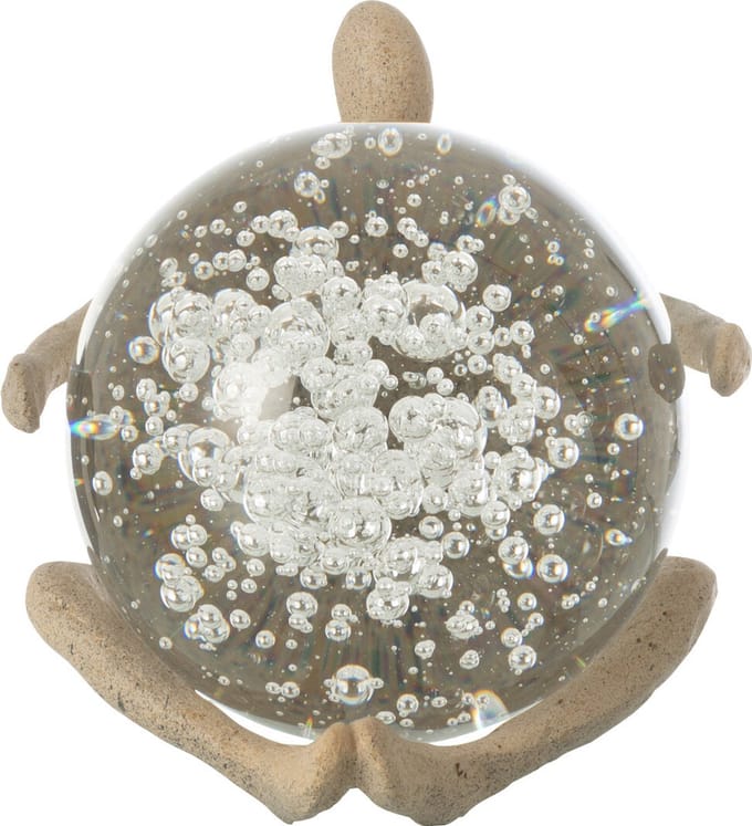 J-Line decoratie Beeld Bal - polyresin/kristal - beige