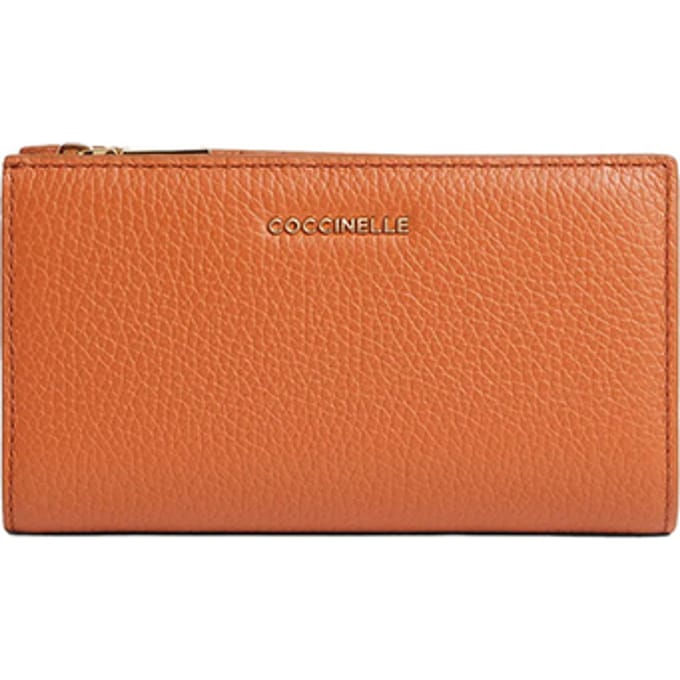COCCINELLE Leren portemonnee Metallic Soft Wallet Crab Lichtbruin